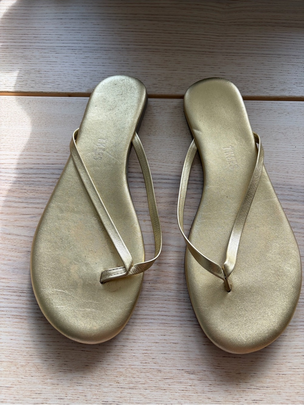 Tkees Women's Metallic Gold Thong Sandals - Sleek Everyday Flip Flops
